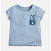 2023夏季童装女童t恤宝宝兔子圆点上衣婴儿短袖，小童半袖体恤口袋t
