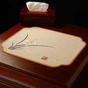 中式餐垫布艺中国风复古棉麻花瓶，垫花盆垫烟灰缸垫茶水垫餐巾垫布