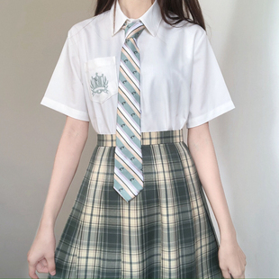 刺篇水星高 原创日系jk制服短袖刺绣立领白色衬衫女夏季