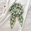 小长条窄丝巾女绿色格子春秋丝带发带飘带装饰搭配衬衫领巾薄围巾