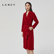 LANCY/朗姿秋冬季毛呢外套女中长款翻领气质通勤纯羊毛大衣女