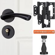 分体锁室内门锁简约黑色房门锁通用型静音锁实木卧室门锁门把锁具