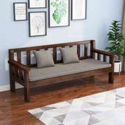 复古实木沙发组合简约现代双人三人位木质长椅小户型客厅木沙发椅