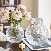 ins风轻奢高级感冰球创意玻璃花瓶透明水养插花玫瑰百合客厅摆件