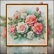 ZZ5073-红玫瑰白玫瑰十字绣2024线客厅花卉手工欧式卧室