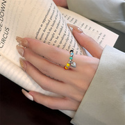 彩色串珠手链戒指女2023弹力绳食指，戒指小众设计时尚闺蜜指环