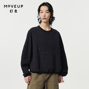 商场同款MOVEUP幻走2024春季纯棉趣味口袋设计短款T恤女