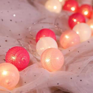 圣诞摆地摊泰式LED灯串棉线球空心球装饰INS闪灯小彩灯串灯