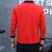 男士立领外套2023春季韩版修身青少年本命年大红色，夹克潮男棒球服