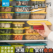茶花保鲜盒食品级冰箱收纳盒冷冻蔬菜水果密封盒塑料便当盒小饭盒