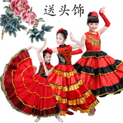 六一儿童舞蹈表演服装西班牙斗牛舞演出大摆裙少儿开场舞练习裙子