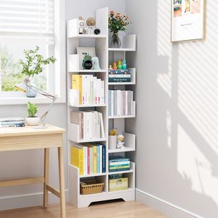 简易书架落地置物架多层儿童小书柜子，储物一体靠墙收纳架客厅家用
