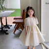 波拉韩国童装milai儿童连衣裙洋气泡泡袖公主裙中大童女孩夏季裙
