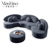 玛斯菲诺客厅弧形组合布艺沙发现代简约轻奢个性创意北欧极简别墅