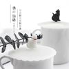 日式猫咪硅胶杯盖密封防尘盖杯盖子大号杯盖通用杯盖软盖子森系