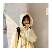 奶黄棉服女学生2022冬季韩版宽松加厚棉衣小个子，短款面包服潮