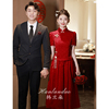 新中式敬酒服2024新娘酒(新娘酒)红色套装，旗袍秀禾服冬季裙子订婚礼服