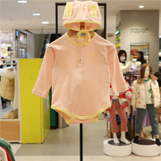 organic有机棉韩国童装24年春季宝宝可爱婴儿连体衣+小兔帽子