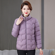 冬季羽绒棉棉衣女保暖棉服外套2023韩版时尚纯色立领短款上衣