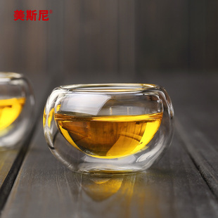 美斯尼双层玻璃茶杯耐热加厚玻璃品，茶杯家用杯子功夫茶杯玻璃