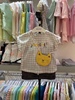 韩国童装 夏男女童宝宝棉麻格子短袖衬衣 短裤小猫包包套装