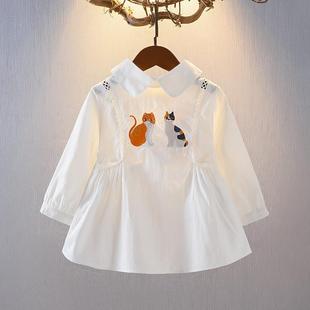 女童春款衬衫春秋装，长袖上衣0-1-2-3岁5女宝宝衬衣，韩版婴儿衣服潮
