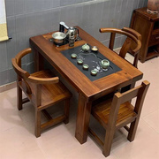 老船木茶桌椅组合中式实木办公室，功夫茶茶台小型阳台茶几客厅家用