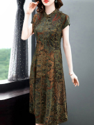 杭州重磅真丝香云纱连衣裙，旗袍中年女妈妈夏装，大牌洋气质减龄裙子