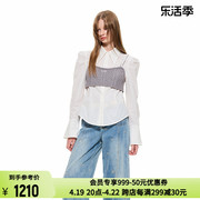 alexiasandra经典系列，女士泡泡袖衬衫，针织背心两件套301261