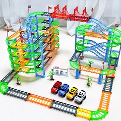 拼装百变多层立体轨道电动火车玩具
