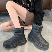 黑色雪地靴冬季女款厚底加绒加厚东北棉鞋，2023防水防滑马丁靴