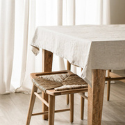 纯色亚麻茶几会议桌布长方形轻奢日系餐桌布ins风法式简约高级感