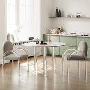 悬浮亚克力圆形餐桌椅现代简约奶油，风小户型桌子，德利丰岩板饭桌