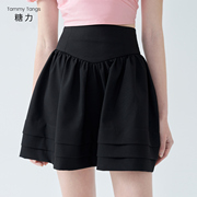 商场同款糖力黑色高腰显瘦半身裙，女夏季束腰，减龄蓬蓬短裙