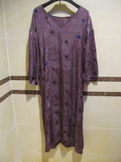 高端定制女装   灰紫色刺绣提花工艺 V领宽松长款有范连身裙