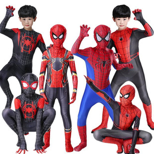 钢铁蜘蛛侠衣服儿童男孩套装迈尔斯超凡黑蜘蛛英雄远征连体紧身衣