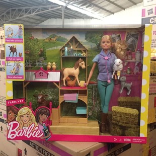 芭比娃娃农场宠物兽医套装，过家家女孩公主，玩具套装礼盒dhb71