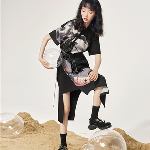 JfYanYan新中式女装小众设计师连衣裙夏季艺术感显瘦印花气质裙子