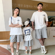 中小童亲子装短袖运动套装儿童，夏季潮牌家庭装，tt恤短裤两件套