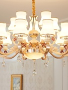 欧式客厅吊灯金色轻奢网红卧室，餐厅灯饰简欧大厅大灯奢华水晶灯具