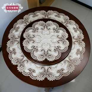 大圆桌布布艺欧式美式中式圆形茶几盖巾台布家用刺绣花镂空餐桌垫