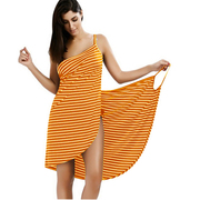 Stripe printed suspender beach wrap skirt 细条纹吊带沙滩裹裙