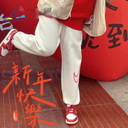 Nike耐克女裤长裤2024龙年限定白色束脚小脚卫裤运动裤跑步裤