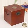 复古木盒带锁收纳盒实木质，桌面收纳盒杂物，小箱子整理正方形木箱子