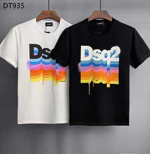 2022短袖T恤男士Dsquared2创意DSQ2彩色重叠字母时尚欧美潮流时尚