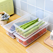 买2送1长方形沥水保鲜盒，塑料鱼盒生鲜，蔬菜解冻冷藏收纳盒厨房