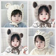 韩版儿童帽子针织毛线圆耳朵 0-3岁婴幼儿护耳帽秋冬外套配饰