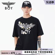 BOYLONDON24春夏男女同款短袖logo洋甘菊印花潮牌T恤N01075