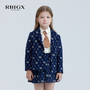 RBIGX瑞比克童装秋季女童甜美复古撞色脱时髦卸领带长袖衬衫
