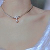法式赫本风复古小众婚礼宴会镶钻珍珠项链锁骨链